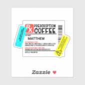Kaffee-Verschreibung mit Warnhinweisen Funny Aufkleber (Blatt)