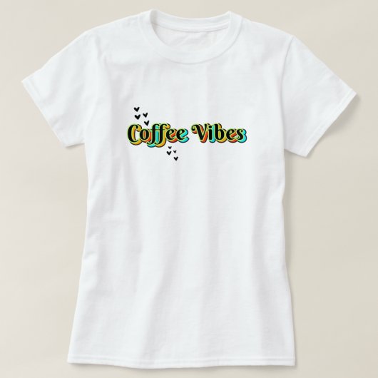 Kaffee Vibes Herzen bunt T-Shirt (Design vorne)