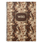 Kaffee Vintage-Look Cafe-Muster Monogramm Initiale Notizblock (Vorderseite)
