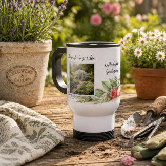 Kaffee vor dem Gärtnern Foto persönlicher Garten Reisebecher