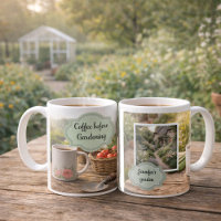 Kaffee vor dem Gärtnern Morgen Garten Foto