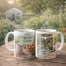 Kaffee vor dem Gärtnern Morgen Garten Foto