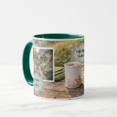 Kaffee vor der Gartengestaltung Rotkehlchen Morgen Tasse (Vorderseite Links)