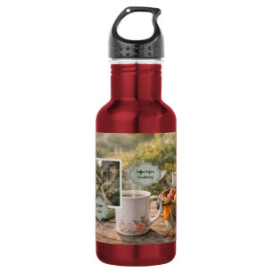 Kaffee vor der Gärtnerei Rotkehlchen Morgen Garten Edelstahlflasche
