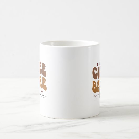 Kaffee vor Talkie Funny Retro Text Style Kaffeetasse (Mittel)