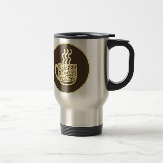 Kaffee vor Talkie, Kaffee-Shirt, Kaffeeprodukt Reisebecher (Rechts)