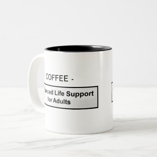 KAFFEE - VORlebenserhaltende Maßnahmen FÜR Zweifarbige Tasse (Vorderseite Links)