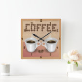 Kaffee-Wanduhr Quadratische Wanduhr (Zuhause)