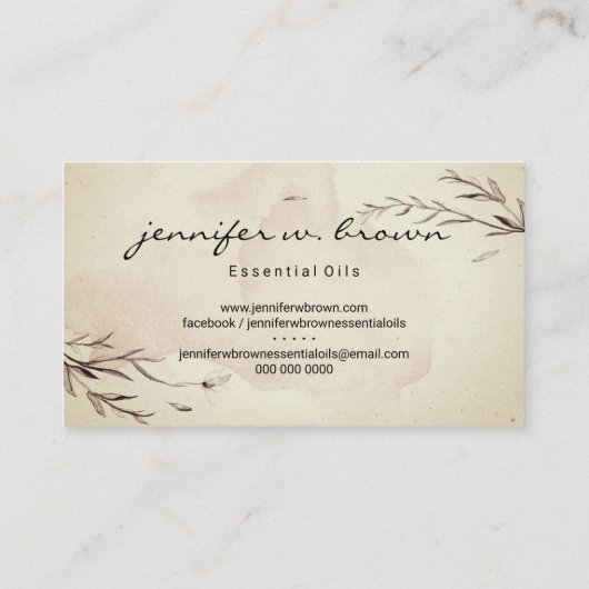 Kaffee Wasserfarbene botanische Öle Blätter Visitenkarte (Rückseite)