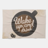 Kaffee Weckte auf und trinken Kaffee Geschirrtuch (Horizontal)