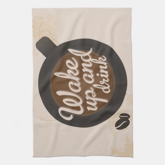 Kaffee Weckte auf und trinken Kaffee Geschirrtuch (Vertikal)