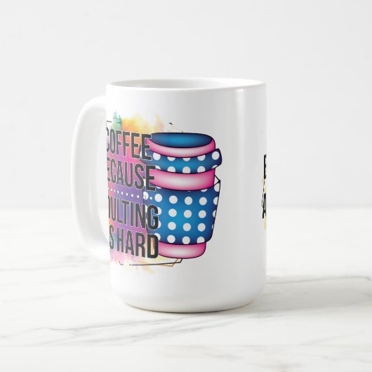 Kaffee, weil Erwachsenwerden schwer ist Kaffeetasse (Vorderseite Links)