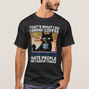 Kaffee, weil Mord falsch ist, lustige schwarze Kat T-Shirt