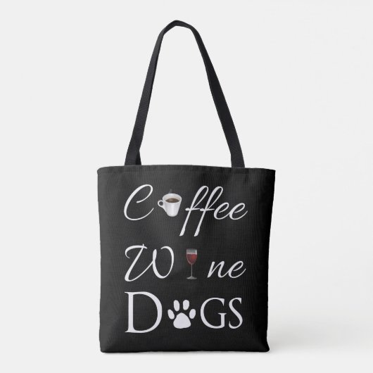 Kaffee Wein Hunde Tote Tasche (Rückseite)