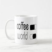 Kaffee-Welt mit lustigem auf weg von Kaffeetasse (Links)