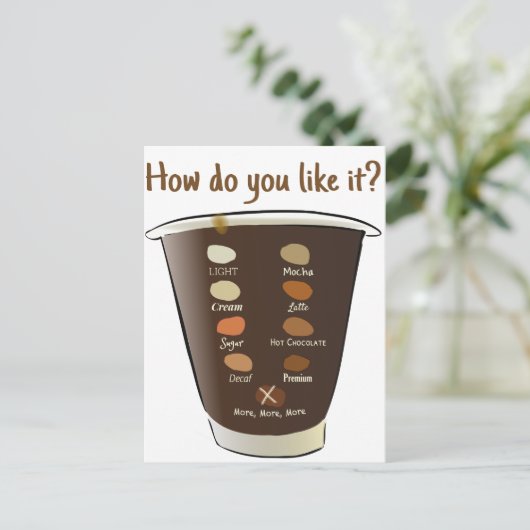 Kaffee - Wie gefällt es dir? Postkarte (Stehend Vorderseite)