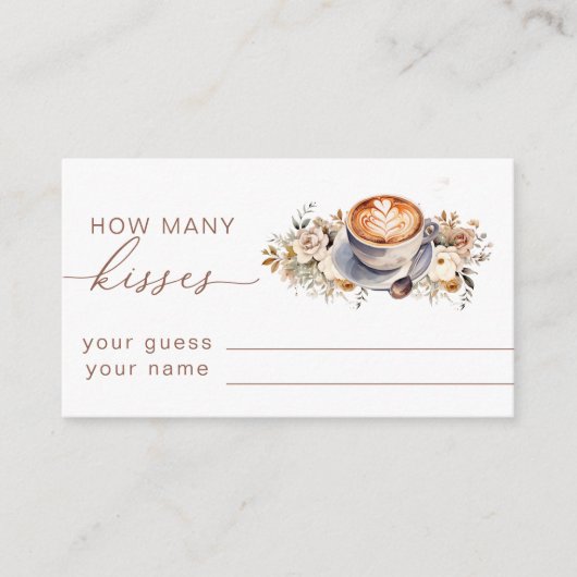 Kaffee Wie viele Kisses Brautparty Spiel Begleitkarte (Vorderseite)