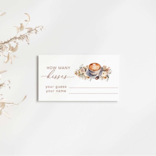 Kaffee Wie viele Kisses Brautparty Spiel Begleitkarte