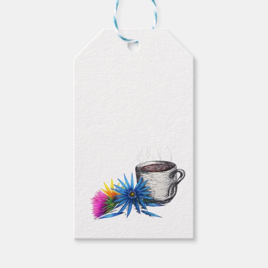 Kaffee & Wildblumen Geschenkanhänger (Vorderseite)
