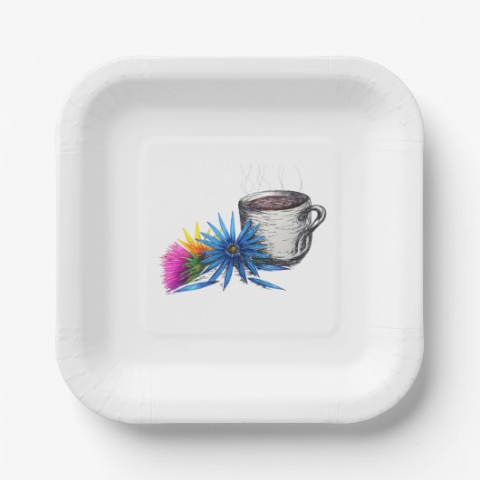 Kaffee & Wildblumen Pappteller (Vorderseite)