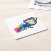 Kaffee & Wildblumen Rechteckiger Pappuntersetzer (angewinkelt)
