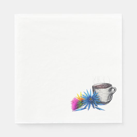 Kaffee & Wildblumen Serviette (Vorderseite)