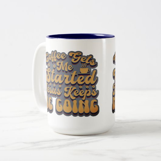 Kaffee wird mir zu Beginn Zweifarbige Tasse (Vorderseite Links)