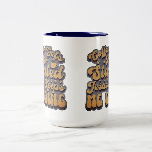 Kaffee wird mir zu Beginn Zweifarbige Tasse (Mittel)