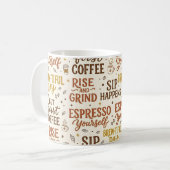 Kaffee-Wortspiel-Typografie-Muster Kaffeetasse (Vorderseite Links)