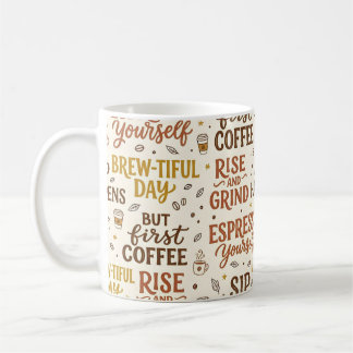 Kaffee-Wortspiel-Typografie-Muster Kaffeetasse