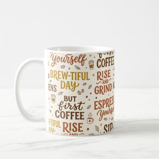 Kaffee-Wortspiel-Typografie-Muster Kaffeetasse (Links)