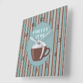 Kaffee-Zeit-blauer Streifen-Uhr Quadratische Wanduhr (Winkel)