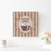 Kaffee-Zeit-Brown-Streifen-Uhr Quadratische Wanduhr (Zuhause)