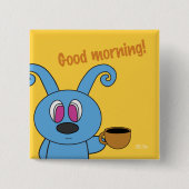 Kaffee-Zeit Rolly quadrierte Knopf Button (Vorderseite)