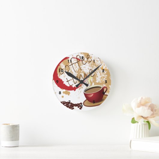 Kaffee-Zeit Runde Wanduhr (Zuhause)