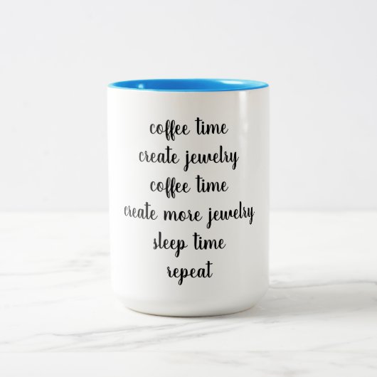 Kaffee-Zeit, stellen Schmuck, Schmuck-Designer her Zweifarbige Tasse (Mittel)