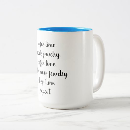 Kaffee-Zeit, stellen Schmuck, Schmuck-Designer her Zweifarbige Tasse (VorderseiteRechts)