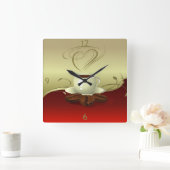 Kaffee-Zeit-Wanduhr (1) Quadratische Wanduhr (Zuhause)