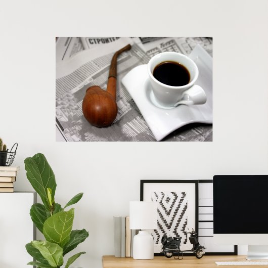 Kaffee, Zeitung und Pfeife Poster (Heimbüro)