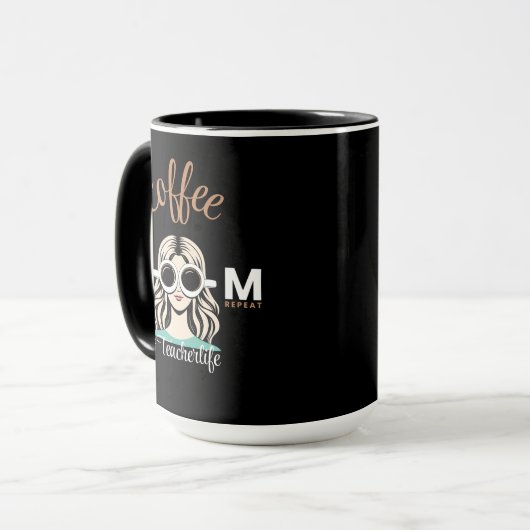 Kaffee Zoom Teach Repeat #TeacherLife Tasse (Vorderseite Links)