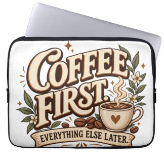 Kaffee zuerst, alles andere später Vintage Botanic Laptopschutzhülle
