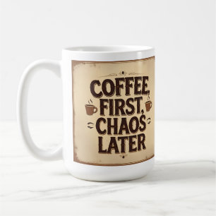 Kaffee zuerst, Chaos später – Retro-lustiges Zitat Kaffeetasse