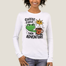 Kaffee zuerst dann Abenteuer - Niedlicher Froschvo Tri-Blend Shirt