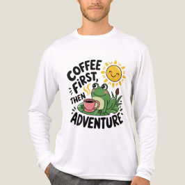 Kaffee zuerst dann Abenteuer - Niedlicher Reizfros Tri-Blend Shirt