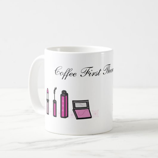 Kaffee zuerst dann Lipstick Kaffeetasse (Vorderseite Links)