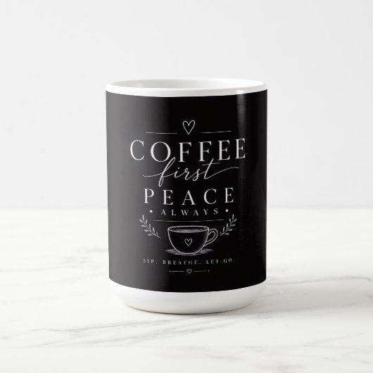 Kaffee zuerst Frieden Kaffeetasse (Mittel)