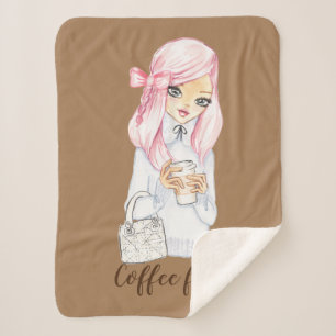 Kaffee zuerst gemütlich Winter Sherpa Blanket Sherpadecke