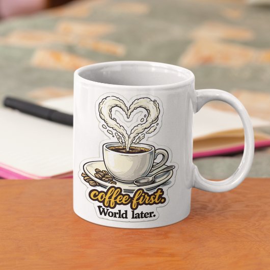 Kaffee zuerst Herz-Design Tasse