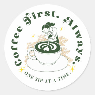 Kaffee zuerst immer Latte Art Aufkleber