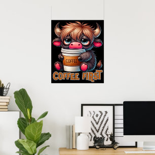 Kaffee zuerst Kaffee-Liebhaber-Geschenke  Poster
